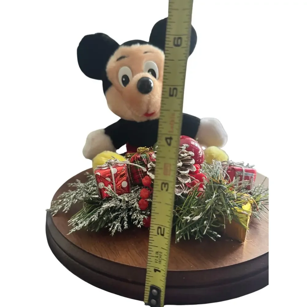 Disney Vintage Mickey Mouse Lefton Wooden Base Christmas Holiday Table Decor‎